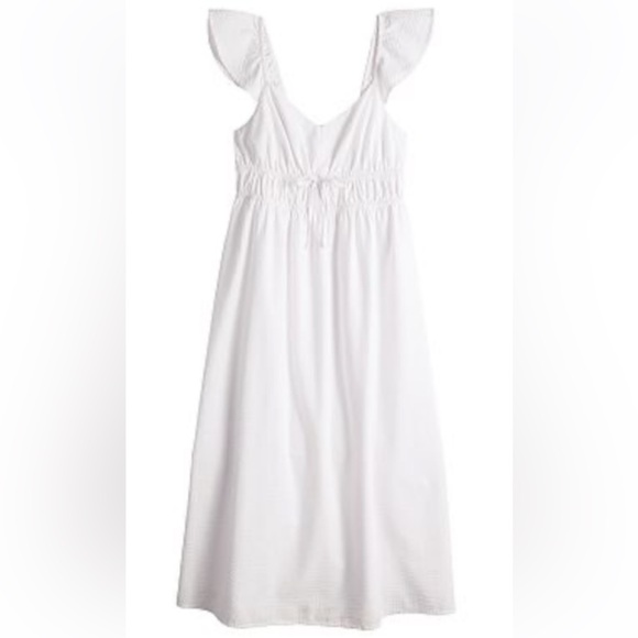 SO Dresses & Skirts - NWT SO white dress Seersucker midi flutter sleeve milkmaid dress size medium
